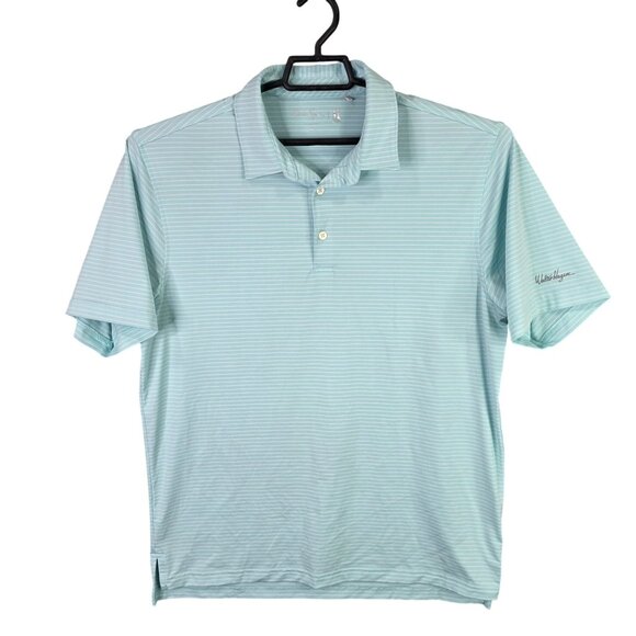 Mens Walter Hagen Blue & White Striped Golf Polo Shirt Short Sleeve Polyester M - Picture 1 of 9